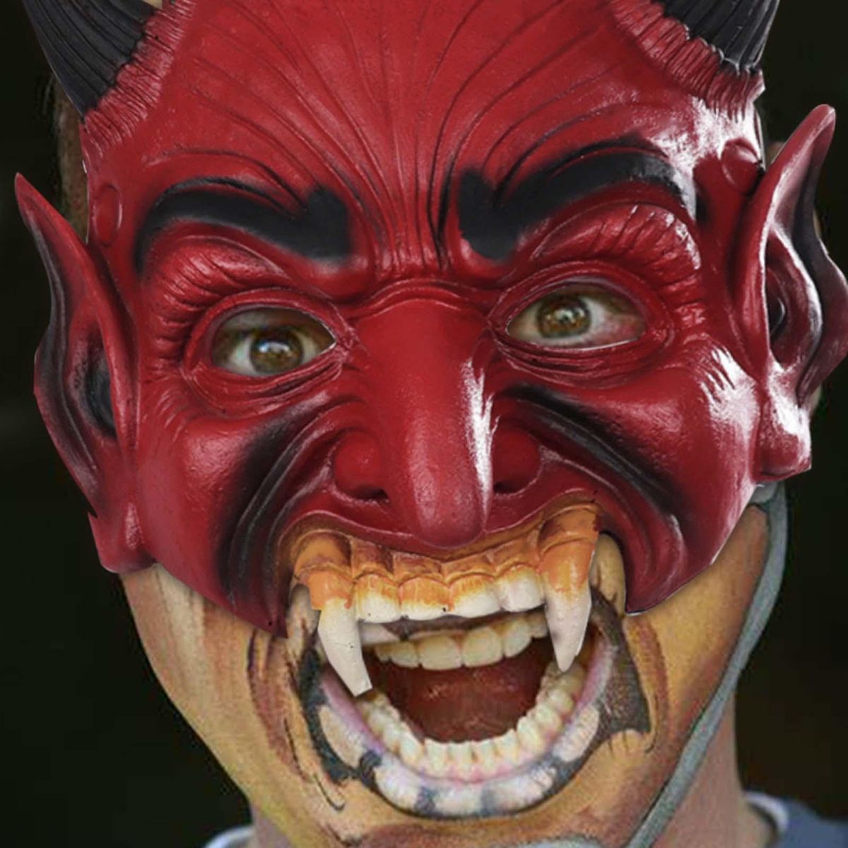 Red Halloween Devil   Half Face Scary For Carnival