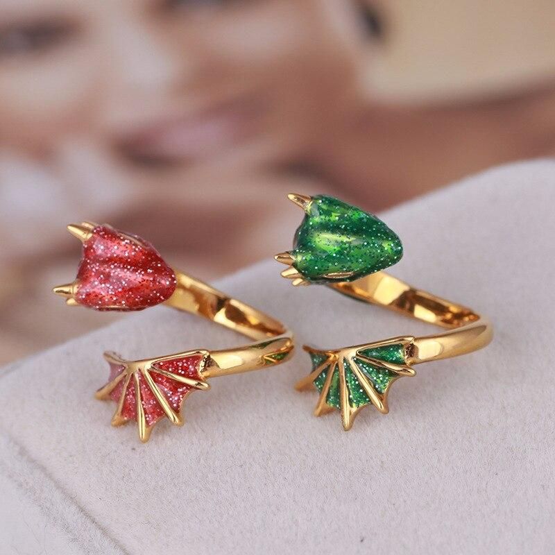 Fashion Enamel Starry Sky Blue Dragon Ring for Women Opening Adjustable Ring Couple Charm Vintage Jewelry Birthday Gift