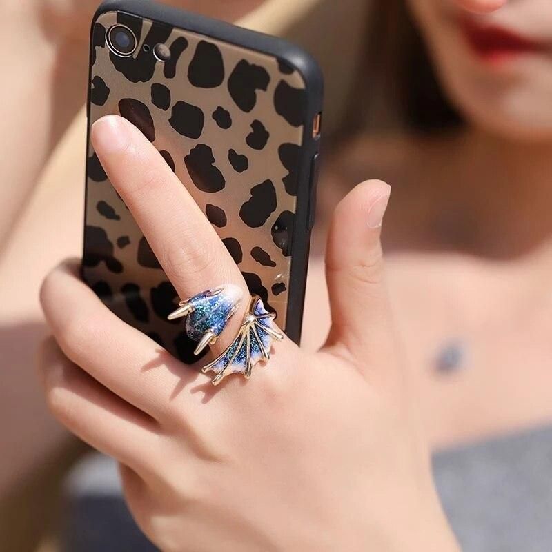 Fashion Enamel Starry Sky Blue Dragon Ring for Women Opening Adjustable Ring Couple Charm Vintage Jewelry Birthday Gift