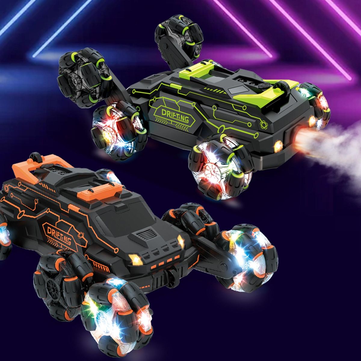 RC Stunt Car for Kids 2.4GHz 4WD Remote Control Stunt Car 2 Control Mode Double Sided 360° Rotating Vehicles with Spray Music Light