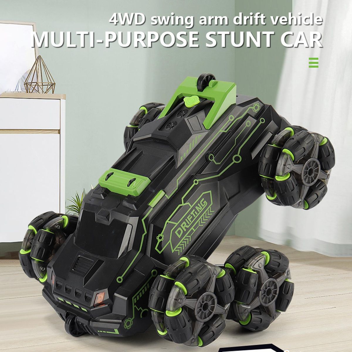 RC Stunt Car for Kids 2.4GHz 4WD Remote Control Stunt Car 2 Control Mode Double Sided 360° Rotating Vehicles with Spray Music Light