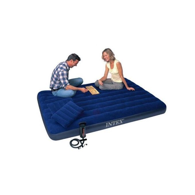 2-3 Inflatable Person Classic Downy Airbed With Pump + Two Pillows 54'' X 75'' X 10'' (1.37m X 1.91m X 25 Cm)W X L X H