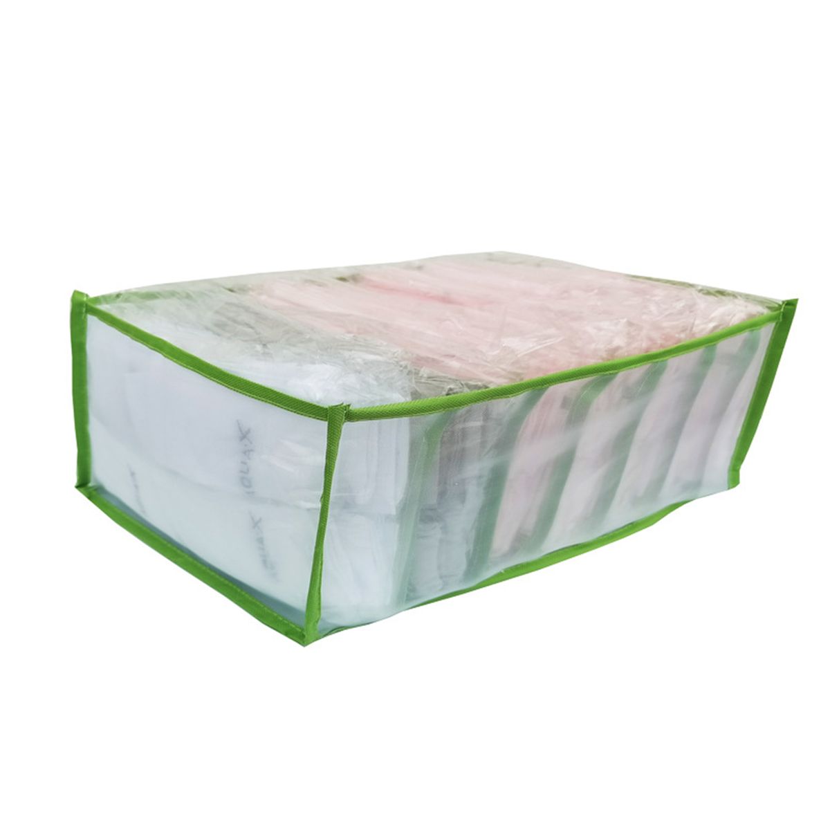 Foldable Individual Grid Clothes Storage Box Nylon-Green