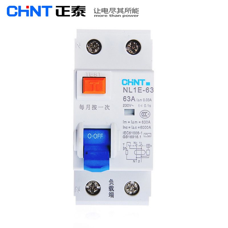 30MA 63A 1P+N RCCB 60HZ NL1E-63 CHINT 50HZ 2P 25A 40A