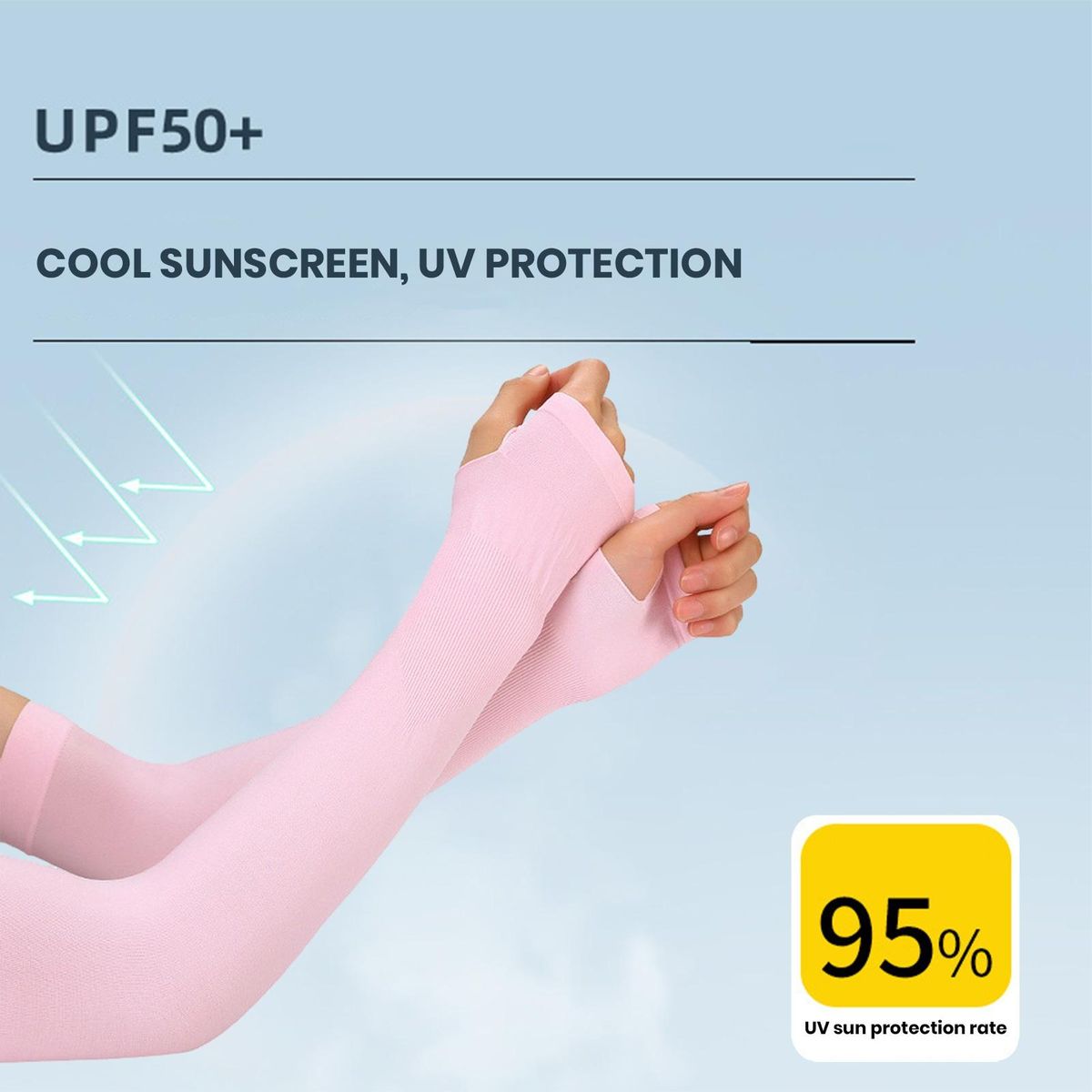 Sunshield Arm Sleeves Ice Silk Thumbhole Design Unisex for Cycling Pink