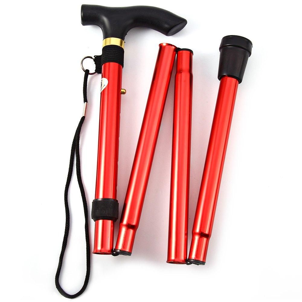 Folding Cane Foldable Adjustable Lightweight Aluminum Hiking Pole Walking Cane Collapsible Walking Stick With Ergonomic Derby Handle Ideal Daily Living Aid For Limited Mobility (Multicolor)