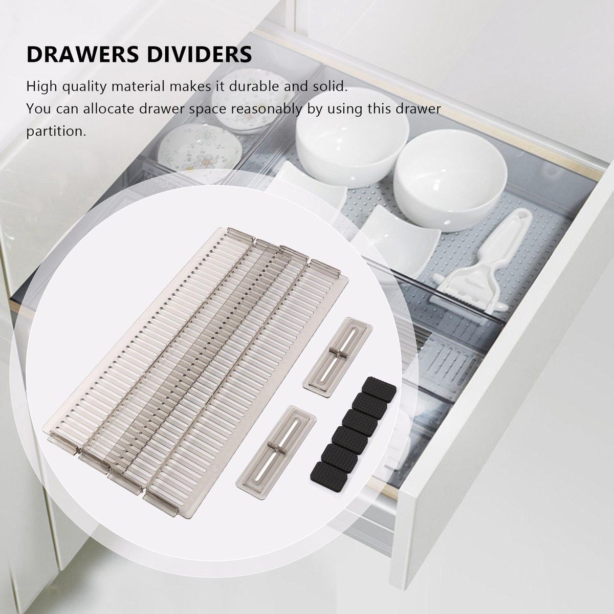 8 PCS Adjustable Drawer Dividers DIY Cabinet Storage Partition Divider for Clutter Kitchen Cutlery Organizer Separator