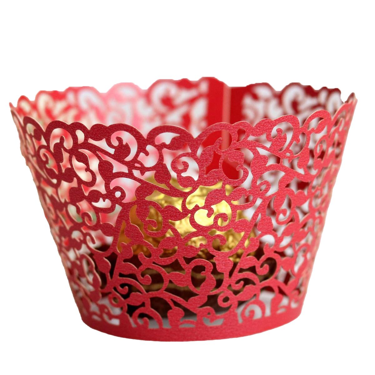 50Pcs Cupcake Saucer Solid Color Cupcake Wrappers Red