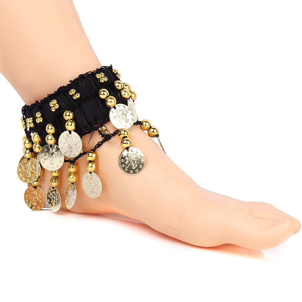 6X Belly Dance Arm Ankle Cuff Wrist Bracelet W/ 24 Golden Coins -