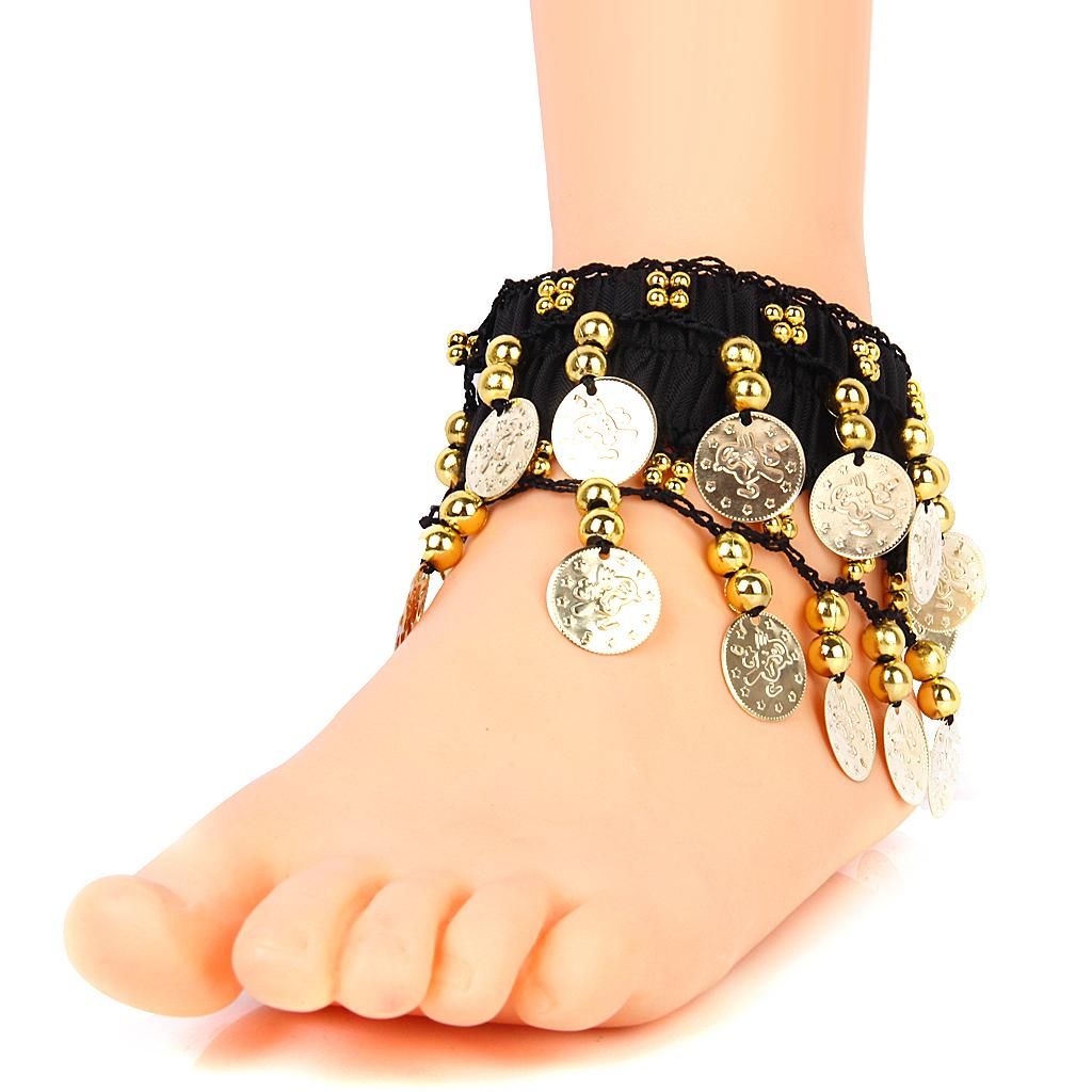 6X Belly Dance Arm Ankle Cuff Wrist Bracelet W/ 24 Golden Coins -