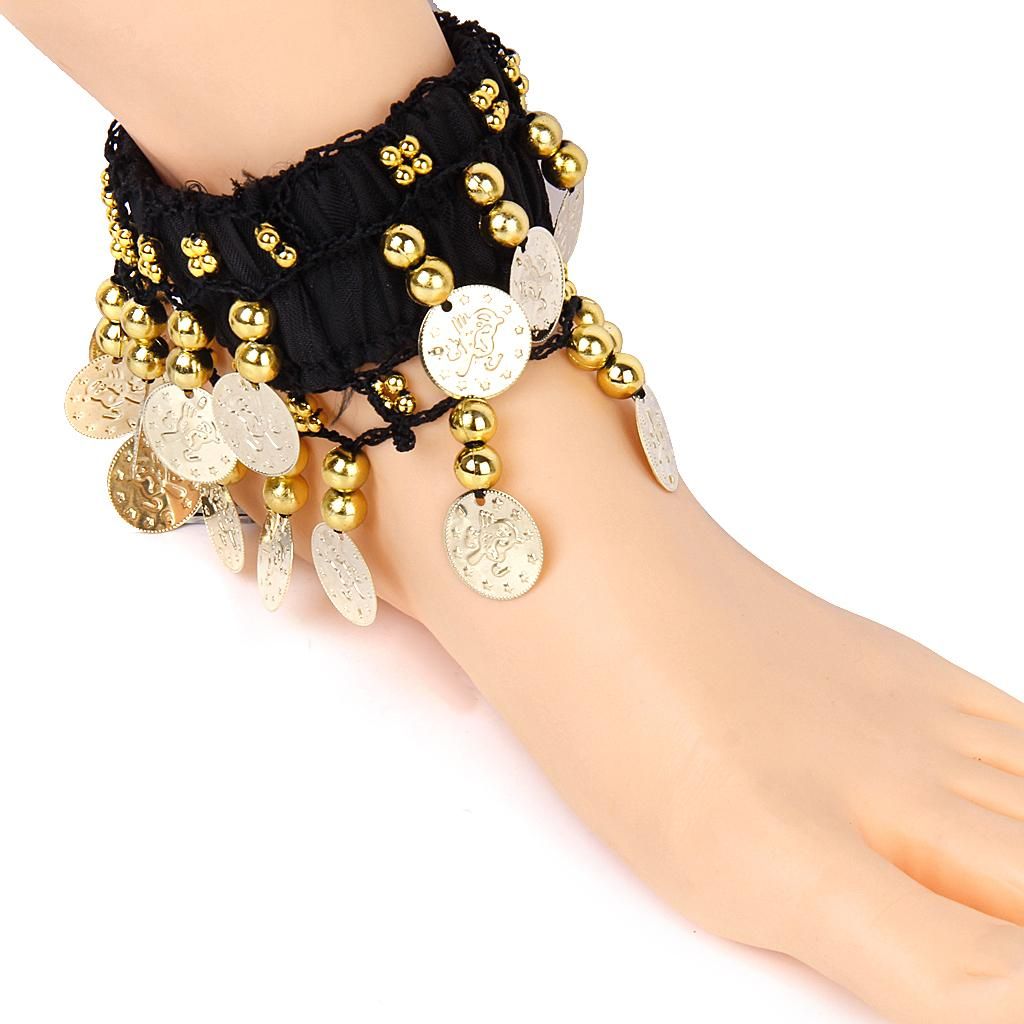 6X Belly Dance Arm Ankle Cuff Wrist Bracelet W/ 24 Golden Coins -