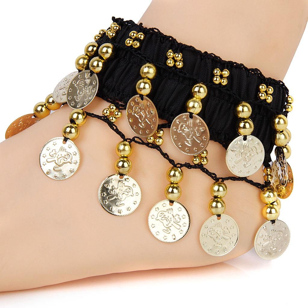 6X Belly Dance Arm Ankle Cuff Wrist Bracelet W/ 24 Golden Coins -