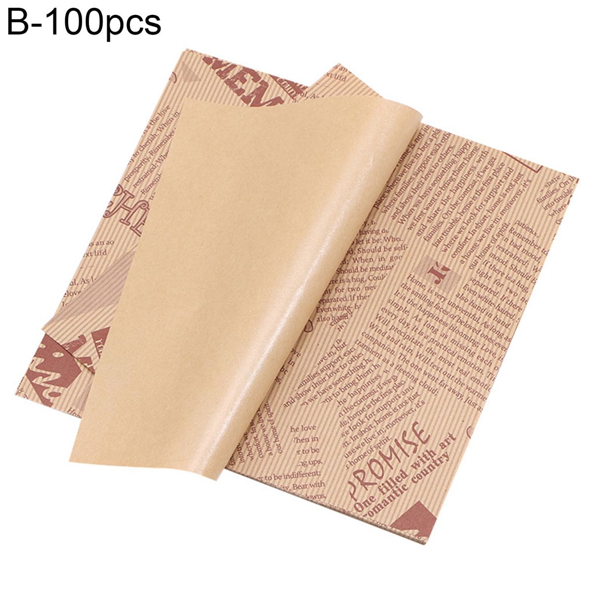 100Pcs Cake Wrapping Paper Sandwich Printed Square Wrapping B