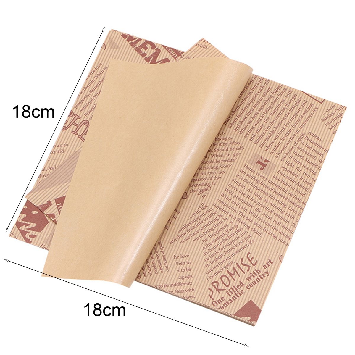 100Pcs Cake Wrapping Paper Sandwich Printed Square Wrapping B