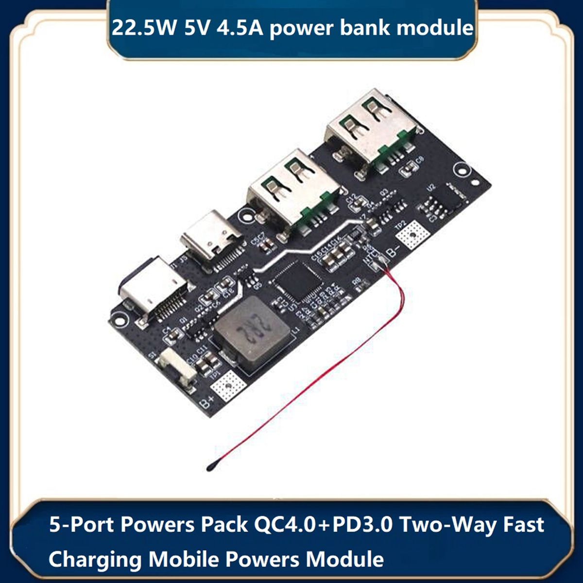 22.5W 5V 4.5A Type-C Micro-USB C 5-Port Powers Pack