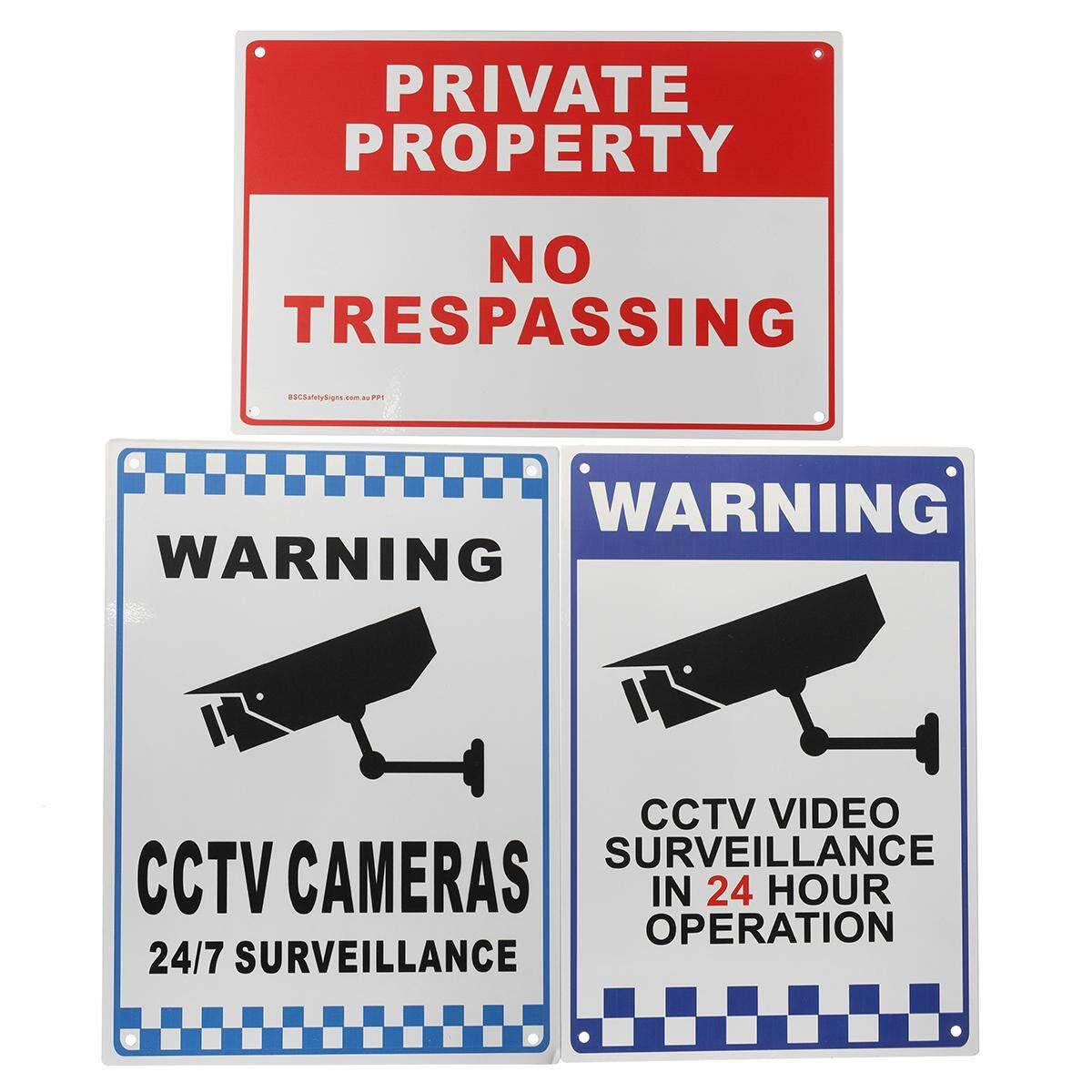 3 Pcs WARNING SIGN 24 HOUR VIDEO SECURITY STICKER CCTV CAMERA METAL