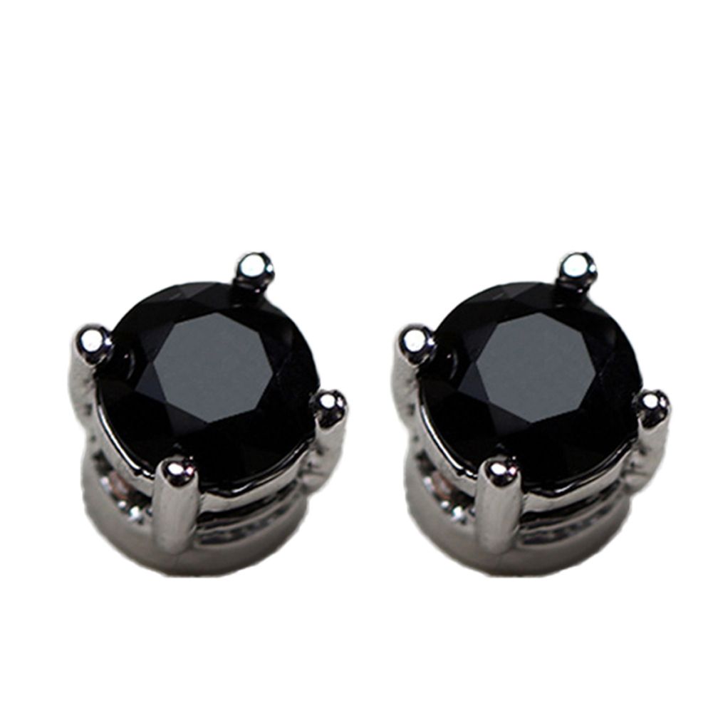 Men Women Rhinestone Inlaid Magnetic Ear Stud Earrings Non Piercing Jewelry Gift-Black