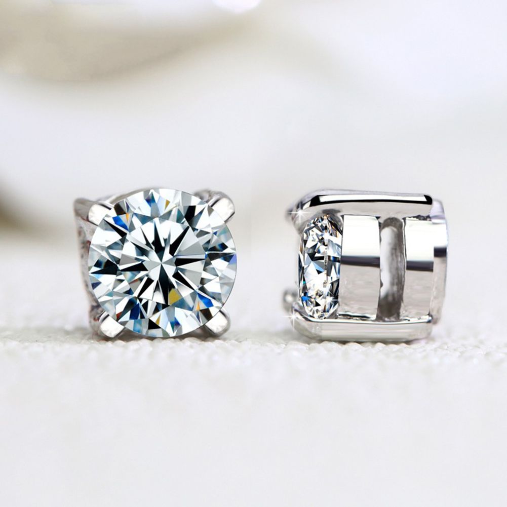 Men Women Rhinestone Inlaid Magnetic Ear Stud Earrings Non Piercing Jewelry Gift-Black