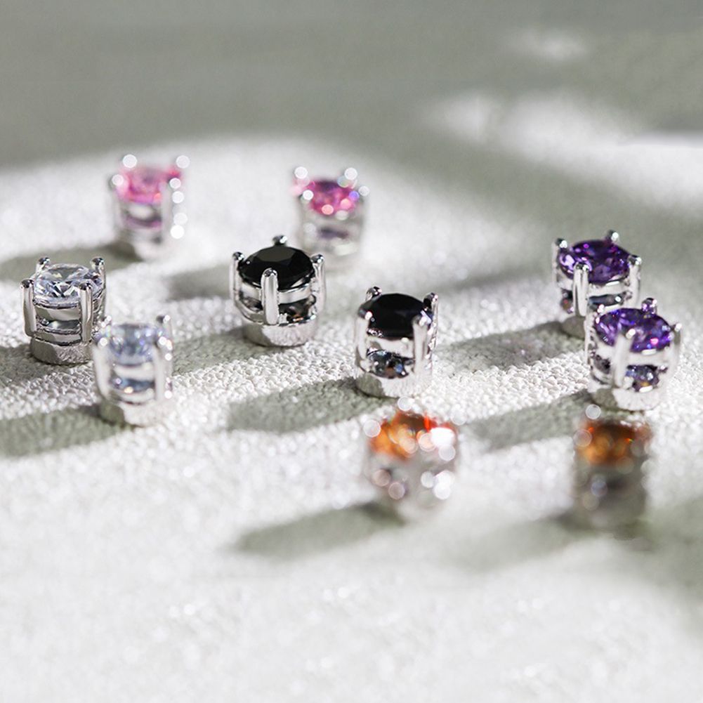 Men Women Rhinestone Inlaid Magnetic Ear Stud Earrings Non Piercing Jewelry Gift-Black