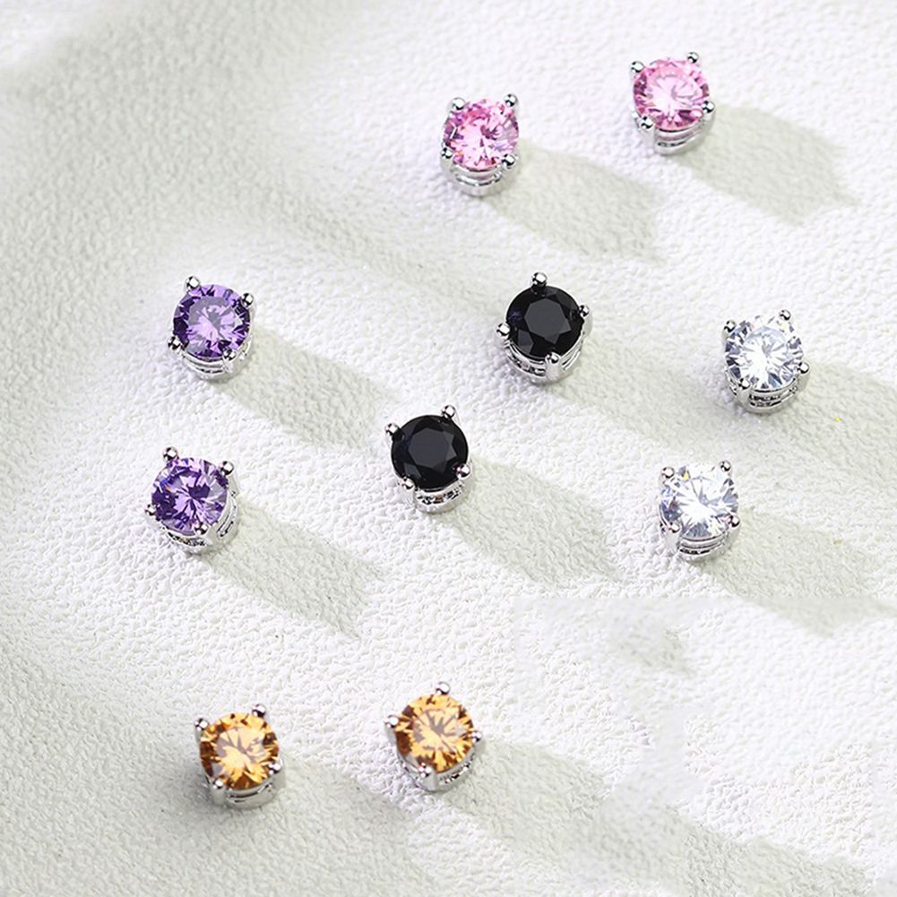 Men Women Rhinestone Inlaid Magnetic Ear Stud Earrings Non Piercing Jewelry Gift-Black