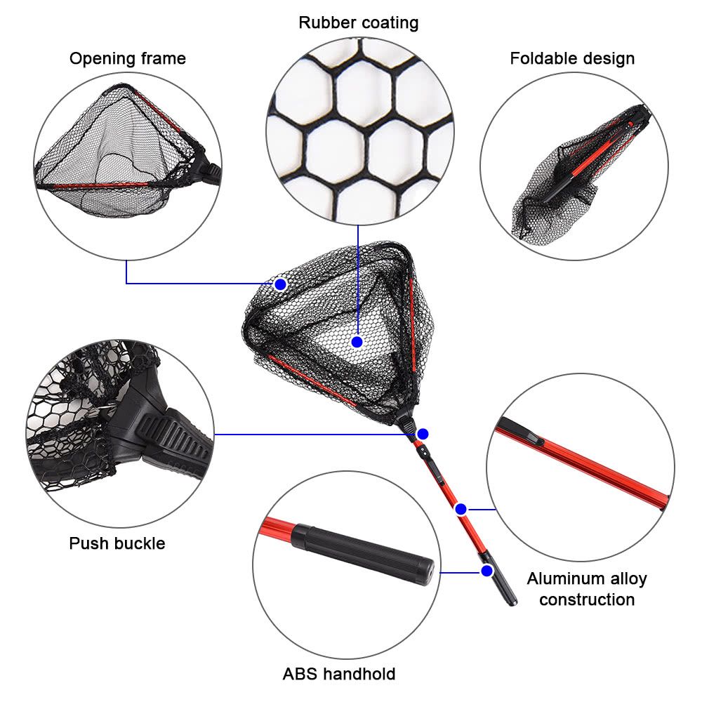 Fly Fishing Triangle Brail Landing Net Portable Foldable