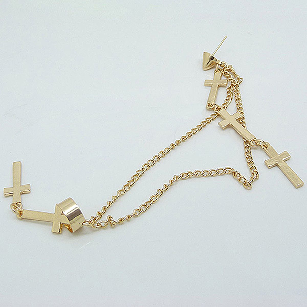 1Pc Ear Cuff Cross Dangle Versatile Alloy Women Fashion Punk Ear Crawler For Women-Black