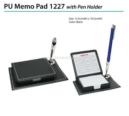 Desk Stationery PU Memo Pad With Pen Holder