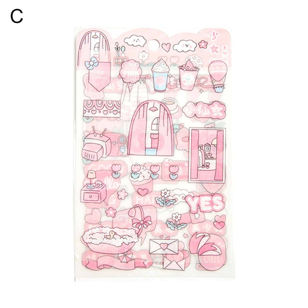 4 Sheets Anime Stickers Self-adhesive Waterproof PET