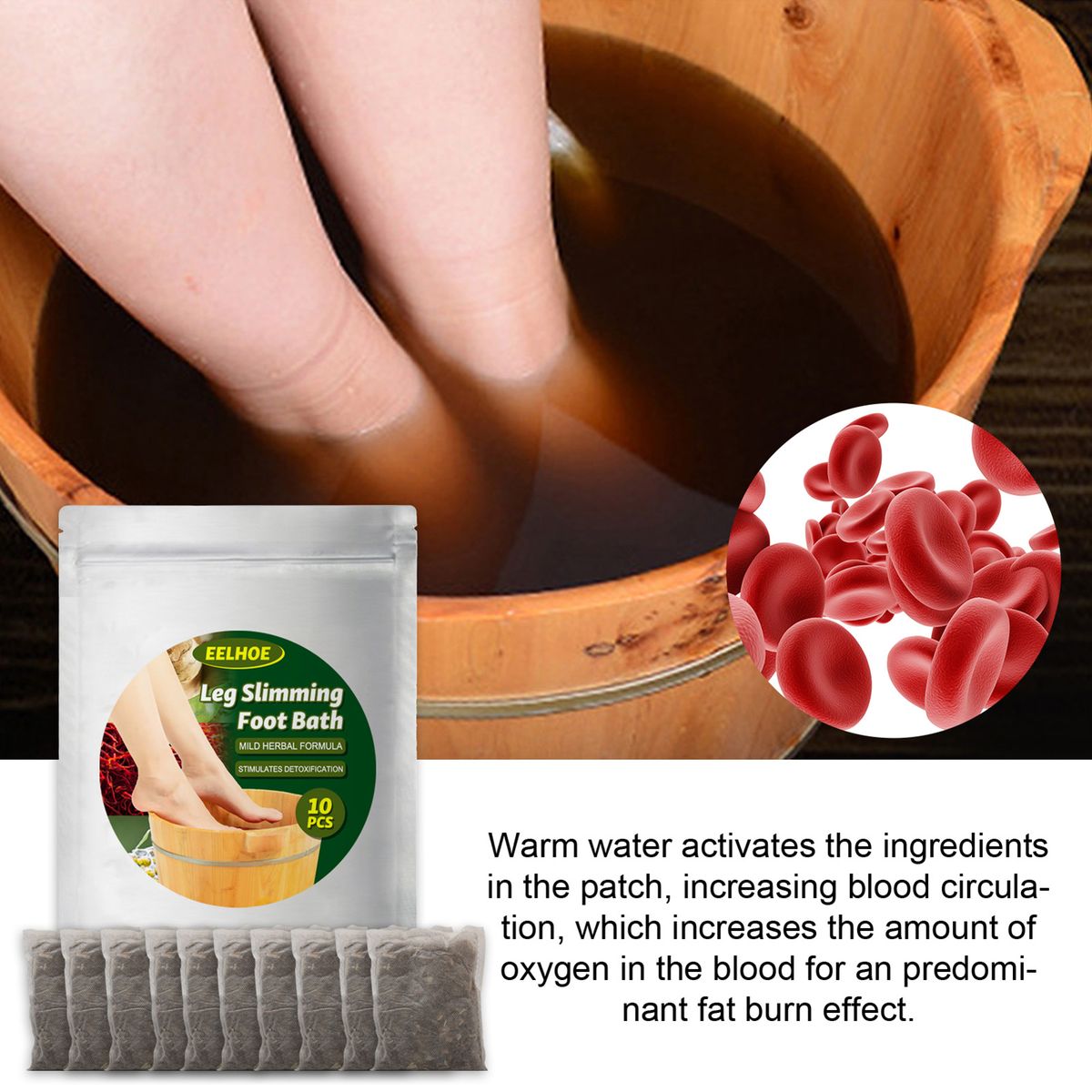 10Pcs Leg Slimming Foot Bath Bags Mild Herbal