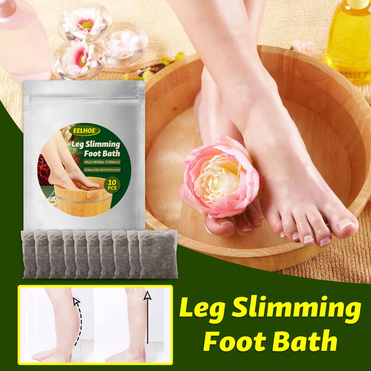 10Pcs Leg Slimming Foot Bath Bags Mild Herbal