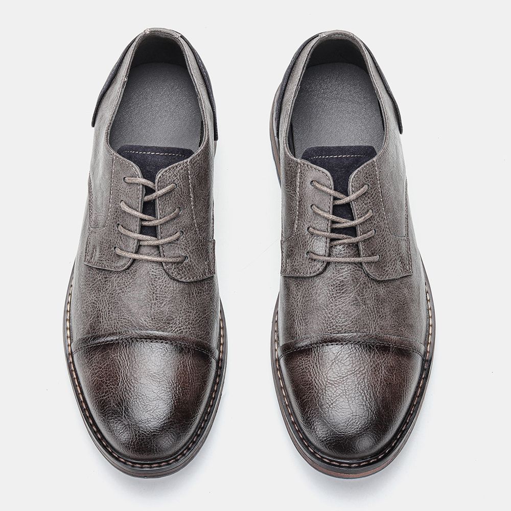 (Grey)Men's Casual Shoes Brand Comfortable Men's Leather Shoes New Design Derby Shoes For Men #AL66