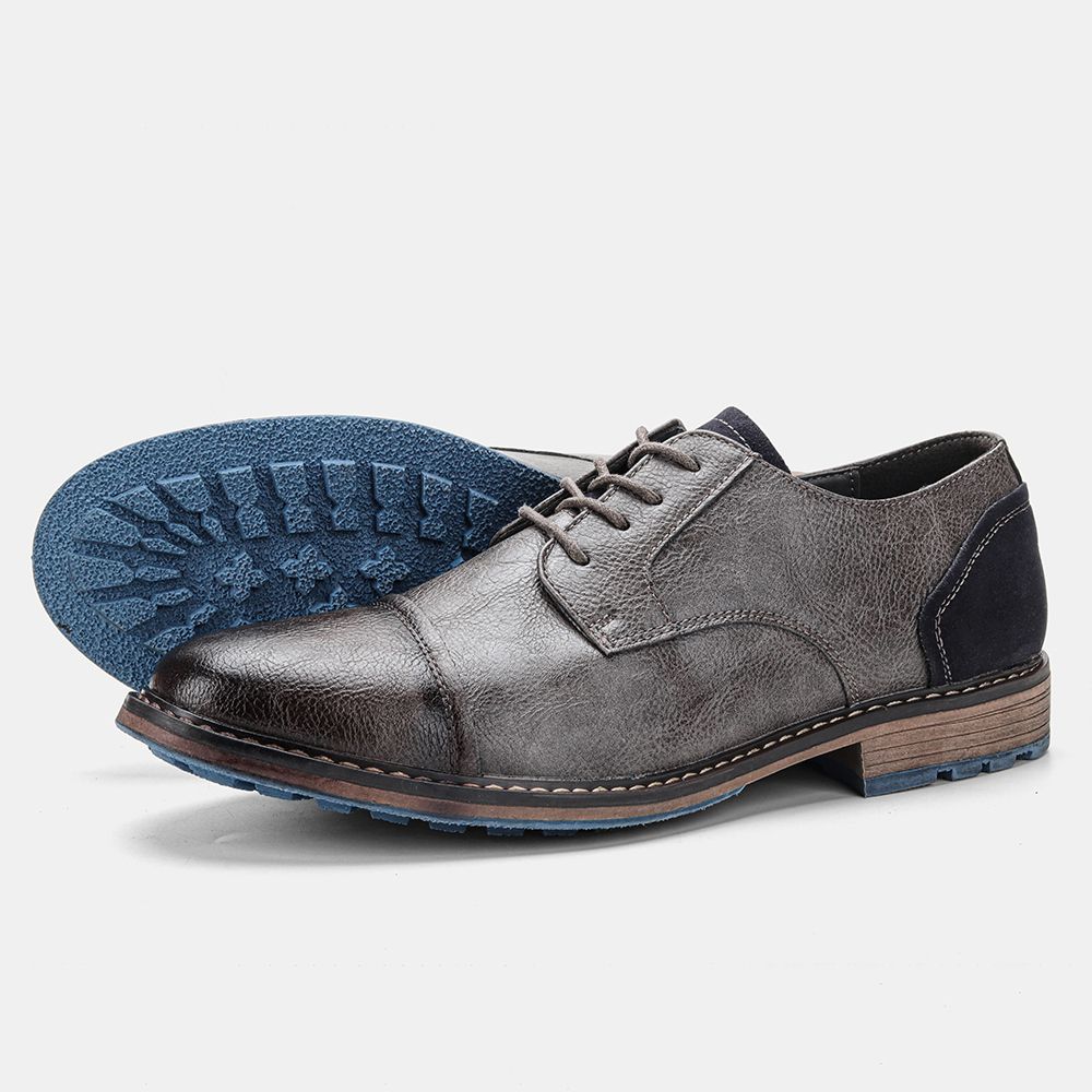 (Grey)Men's Casual Shoes Brand Comfortable Men's Leather Shoes New Design Derby Shoes For Men #AL66