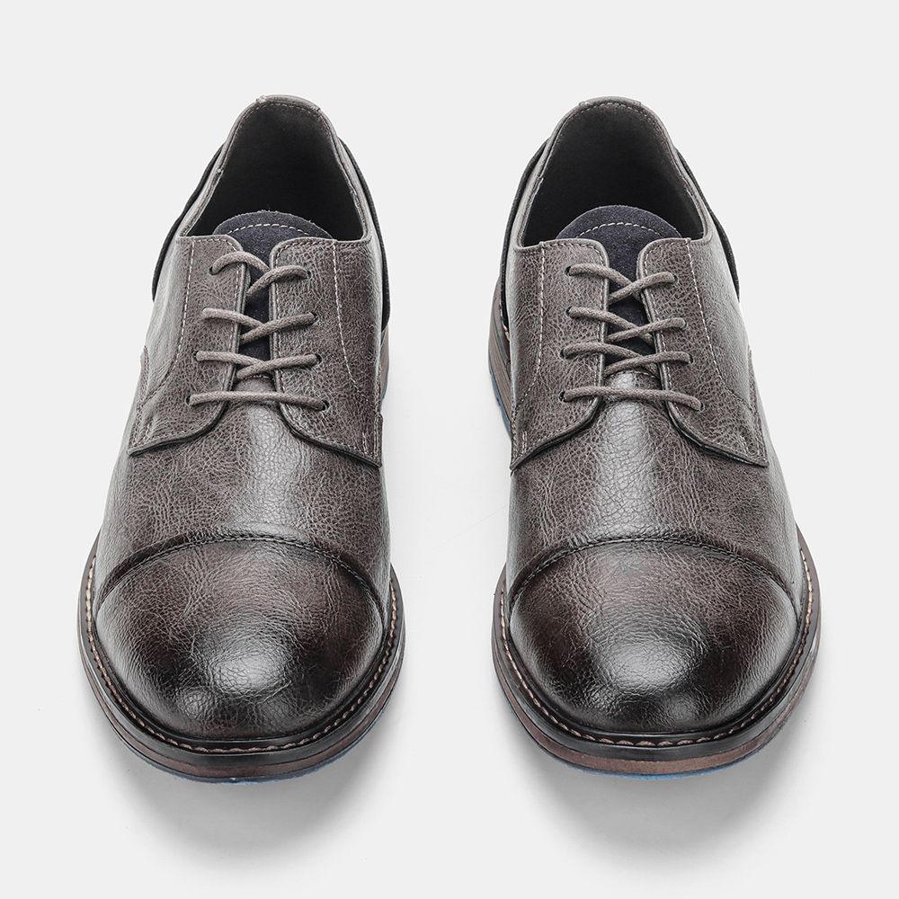 (Grey)Men's Casual Shoes Brand Comfortable Men's Leather Shoes New Design Derby Shoes For Men #AL66