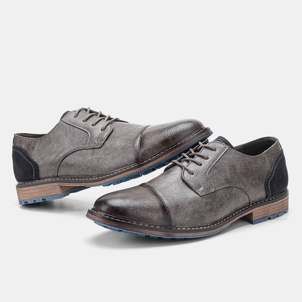 (Grey)Men's Casual Shoes Brand Comfortable Men's Leather Shoes New Design Derby Shoes For Men #AL66