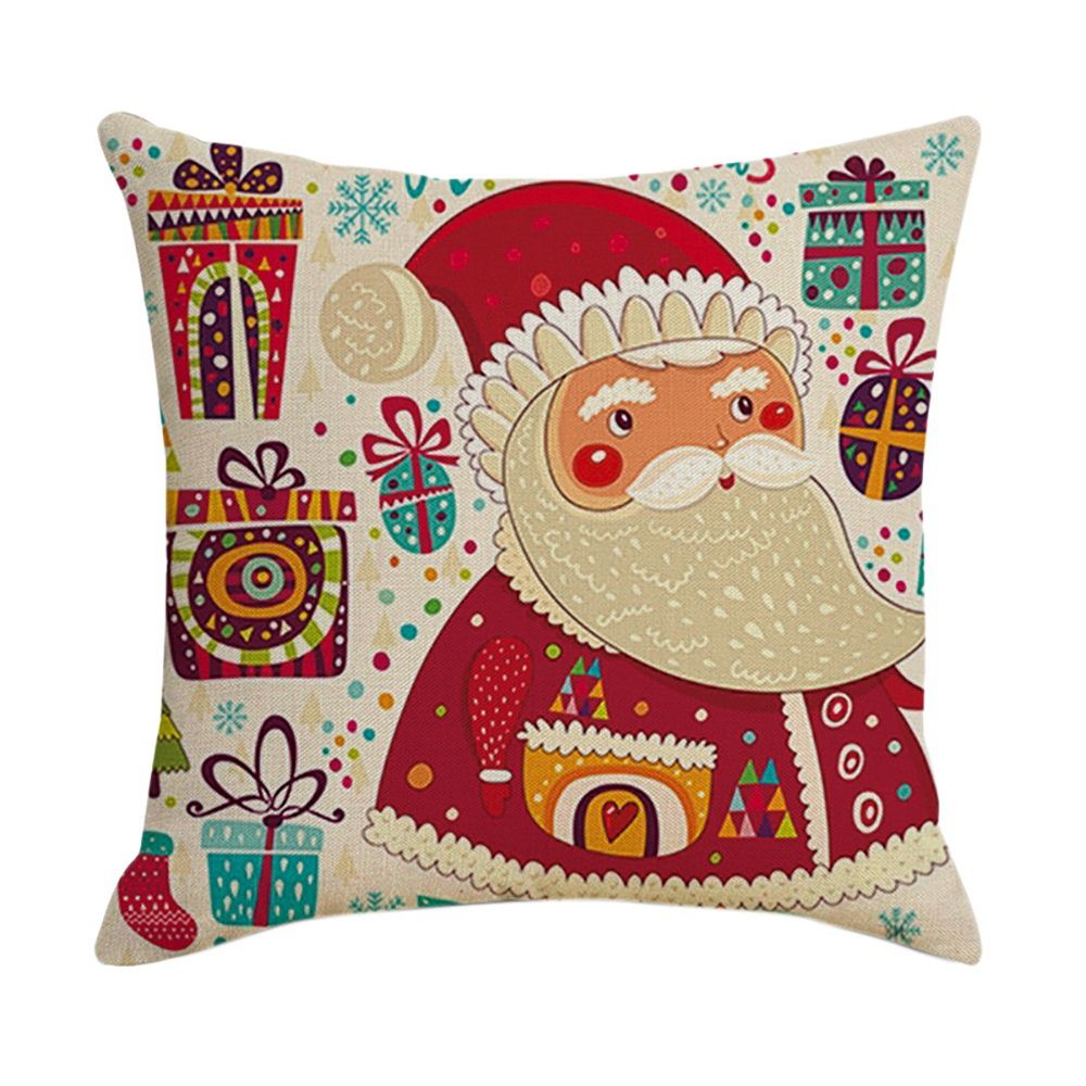 Christmas Linen Pillow Cushion Covers For Sofa Seat Car