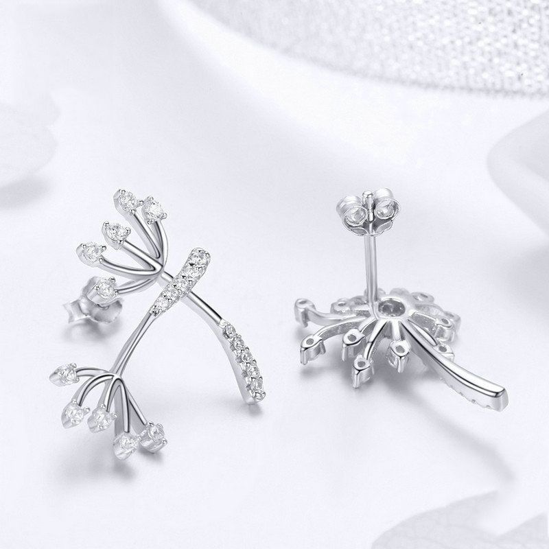 White Dandelion Love Platinum Plated Women Earrings