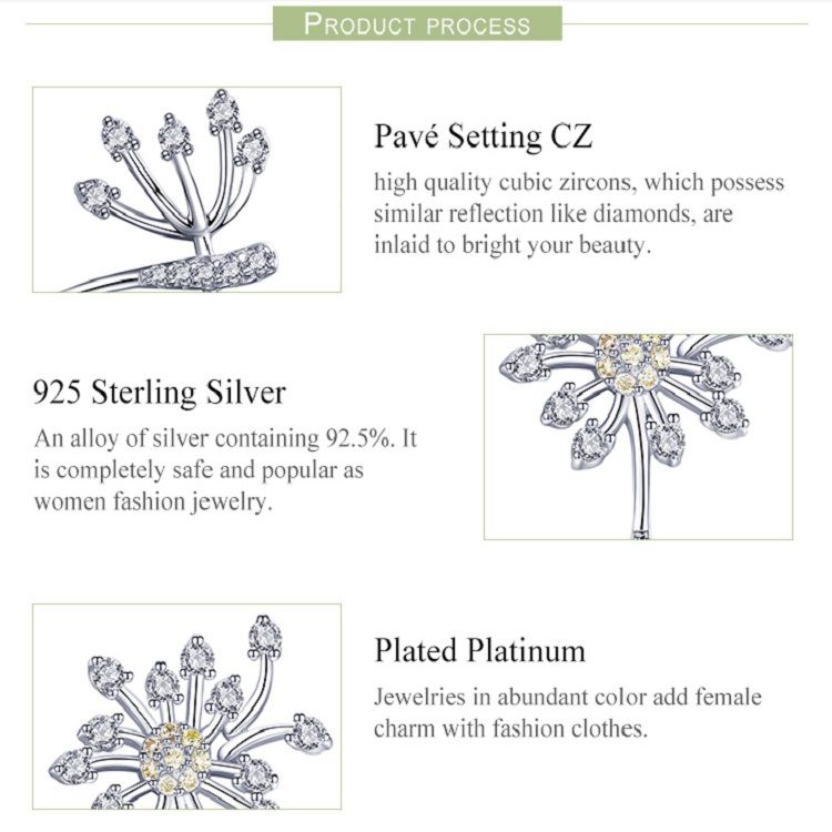 White Dandelion Love Platinum Plated Women Earrings