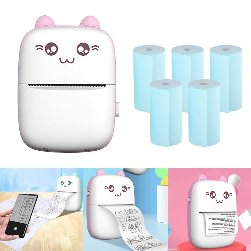 5-Rolls Thermal Printing Paper + Mini BT Wireless Portable Photo