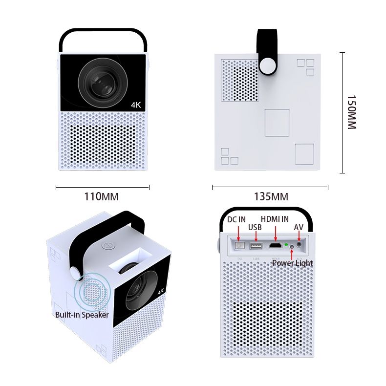 Y2 1920x1080P 100 ANSI Lumens Portable Home Theater LED HD Digital Projector, Battery Touch Control Version, Android 9.0, 2G+16G, UK Plug