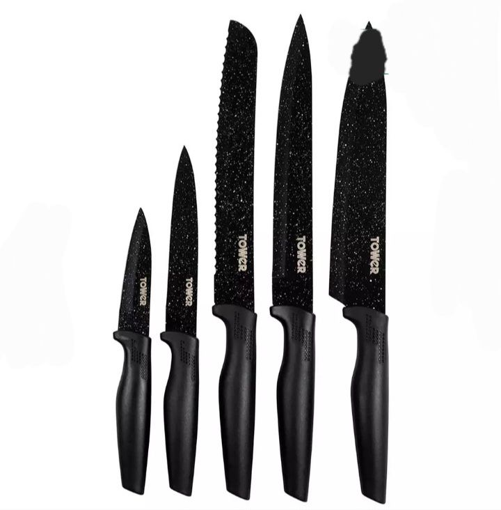Rose Gold 5 Piece Knife Set With Acrylic Storage Stand