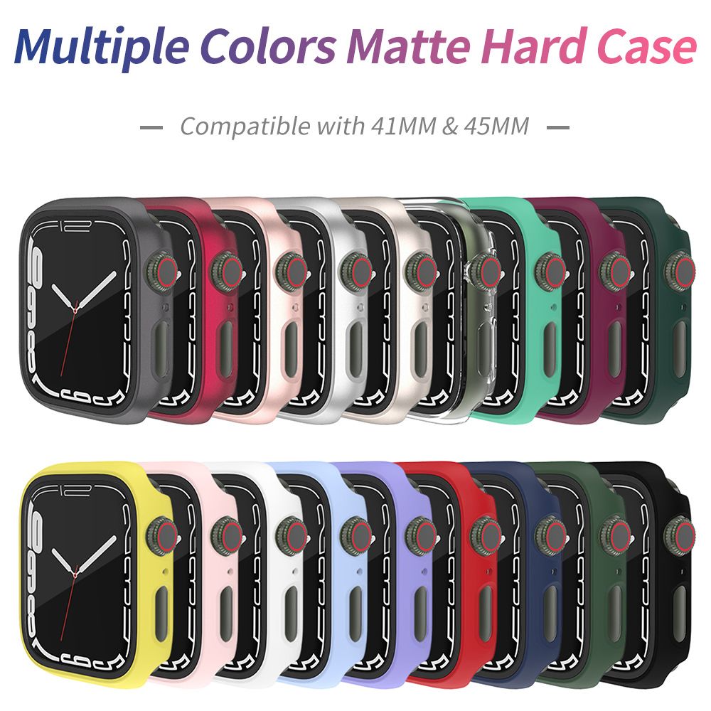(Starlight)Scratch Resistant Glass Flim For Apple Watch Series 8 7 Case Screen Protector 41mm 45mm Cover For Iwatch Bumper Hard Matte Shell RA