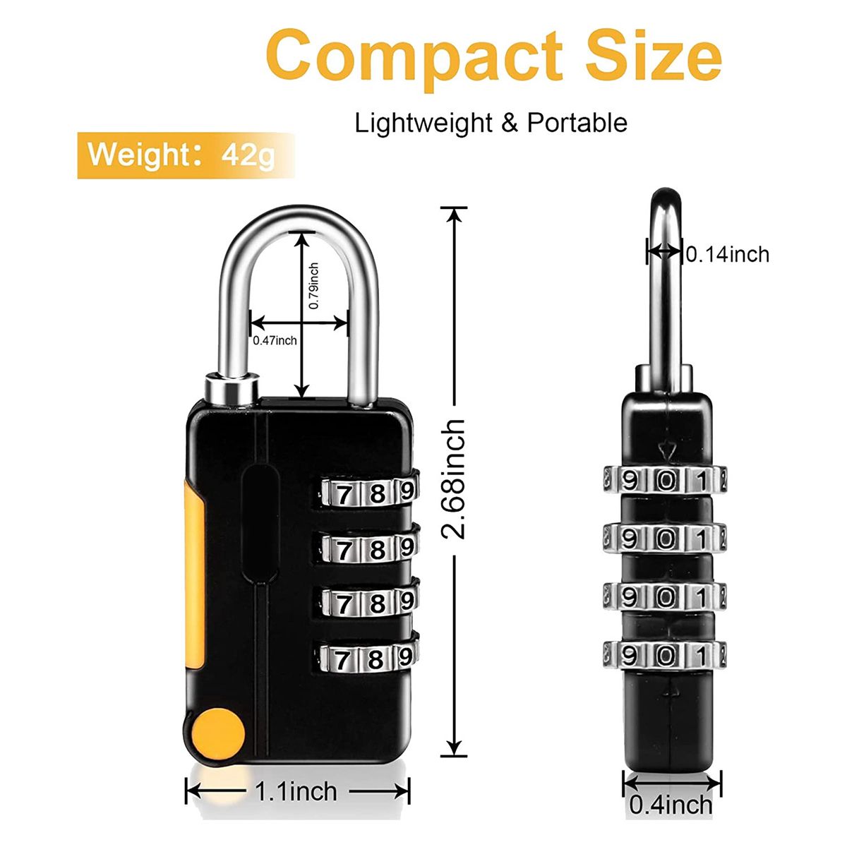 Combination Padlock Small Waterproof Padlocks for School Gym Locker Gate Shed 4 Digit Code Security Locks