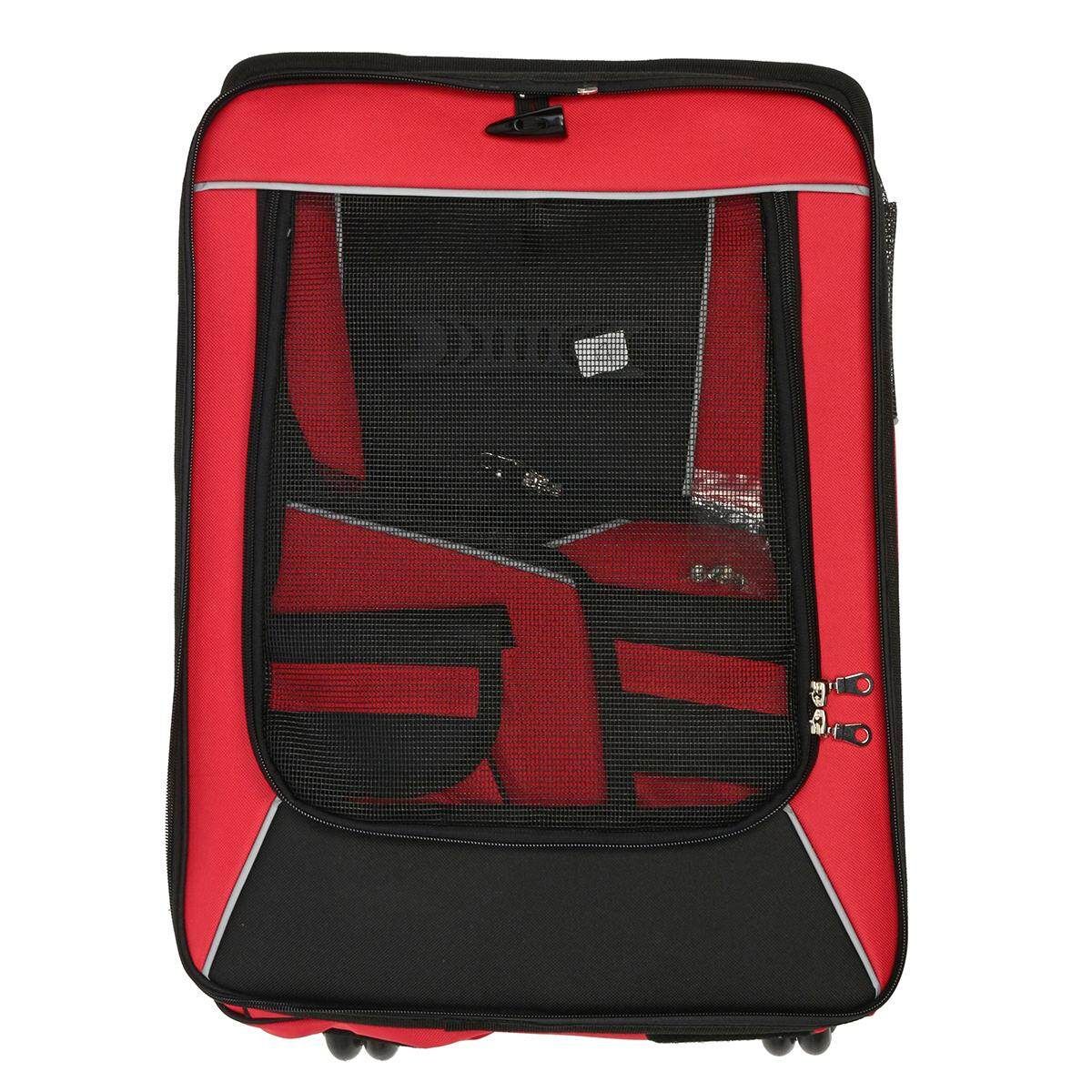 Pet Carrier Dog Cat Rolling BackPack Travel Wheel Luggage Bags Fit Car Seatbelt #red Gules