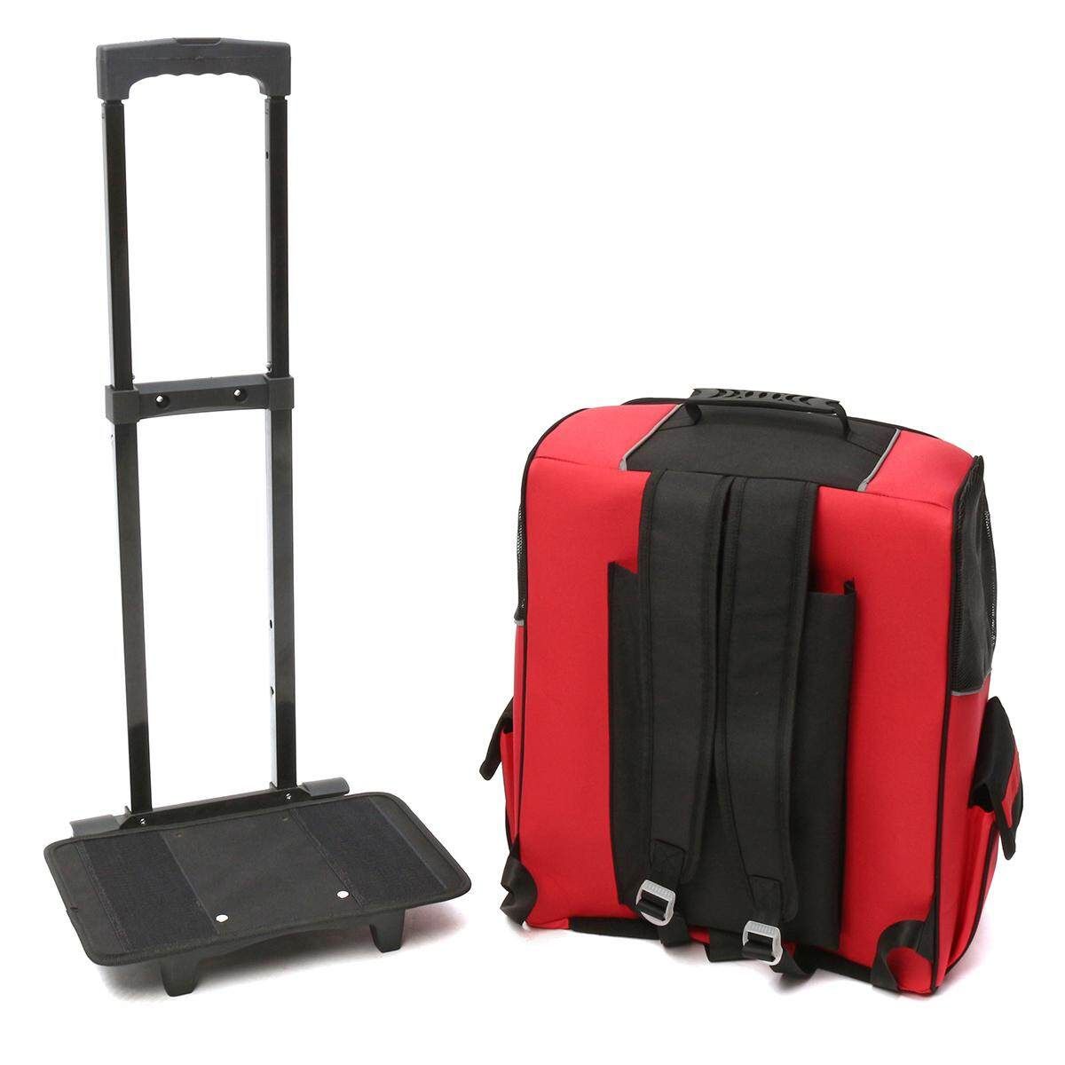 Pet Carrier Dog Cat Rolling BackPack Travel Wheel Luggage Bags Fit Car Seatbelt #red Gules