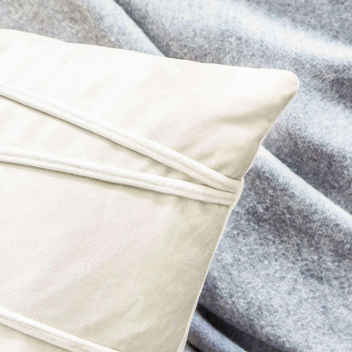 Plush Cushion Cover Throw Pillow Cases Striped -White