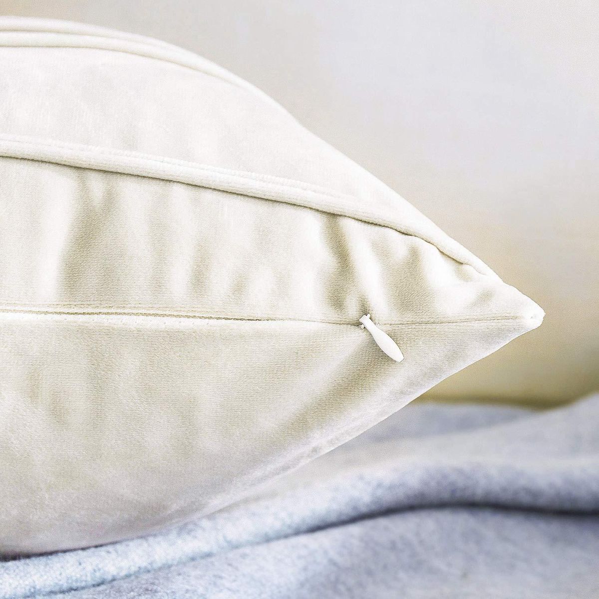 Plush Cushion Cover Throw Pillow Cases Striped -White