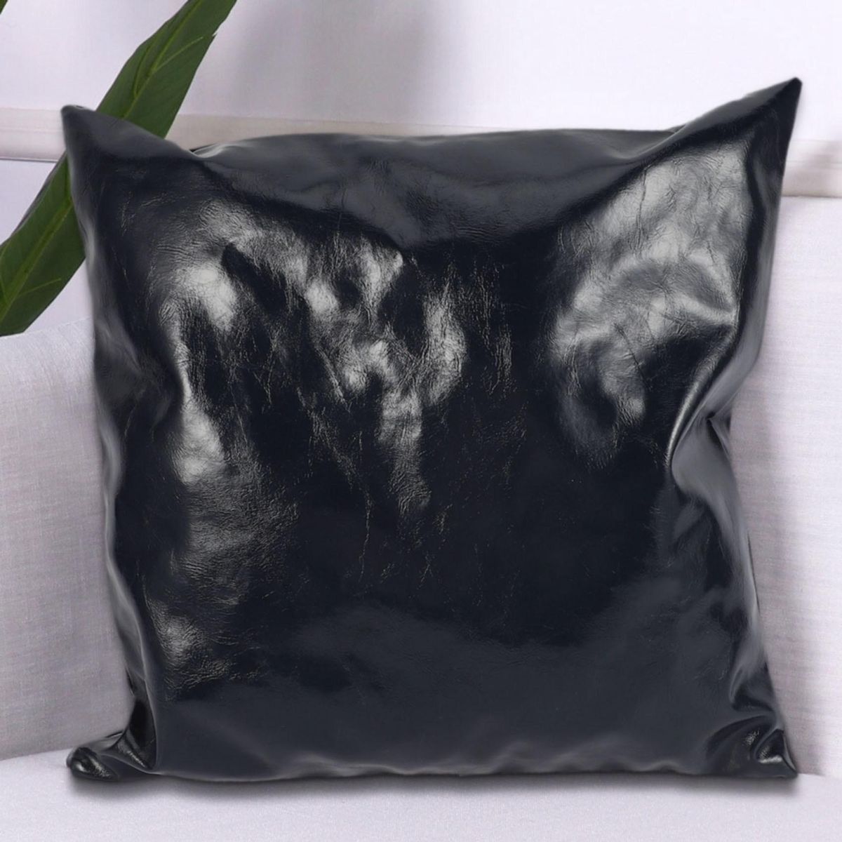 Crazy Horse Oil Leather Case Cushion Cover 45X45Cm-Navy