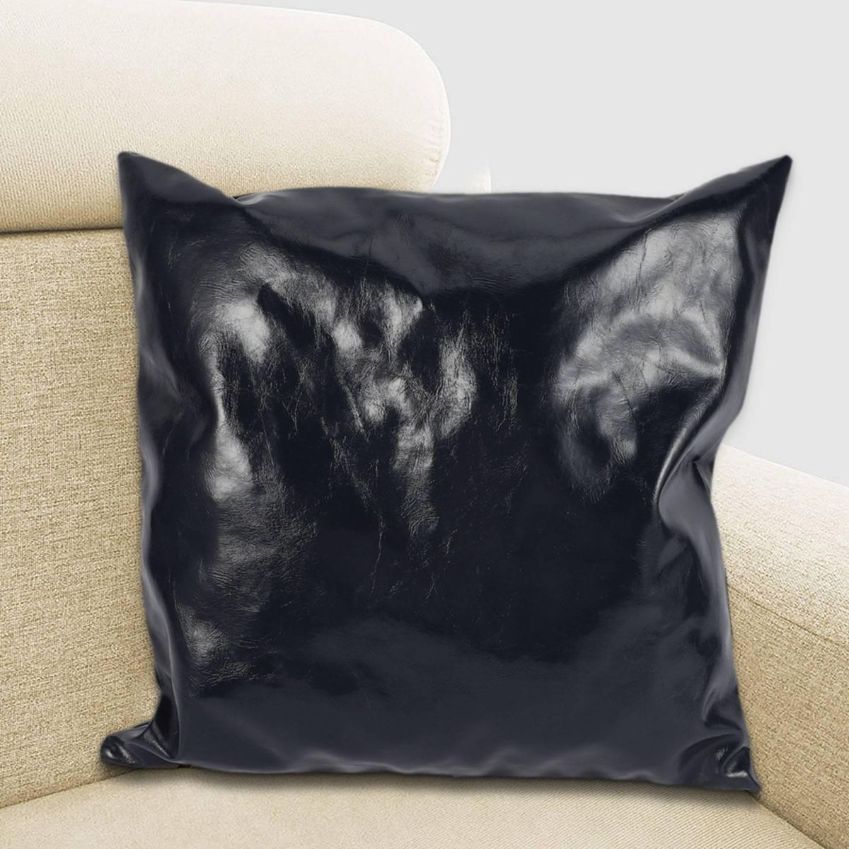 Crazy Horse Oil Leather Case Cushion Cover 45X45Cm-Navy