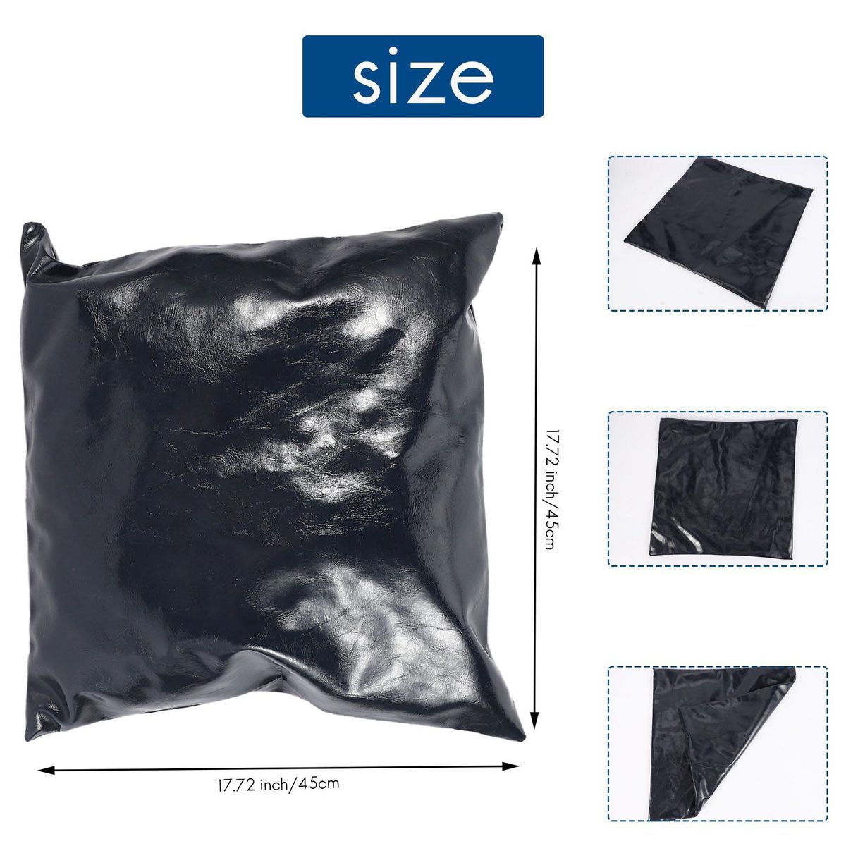 Crazy Horse Oil Leather Case Cushion Cover 45X45Cm-Navy