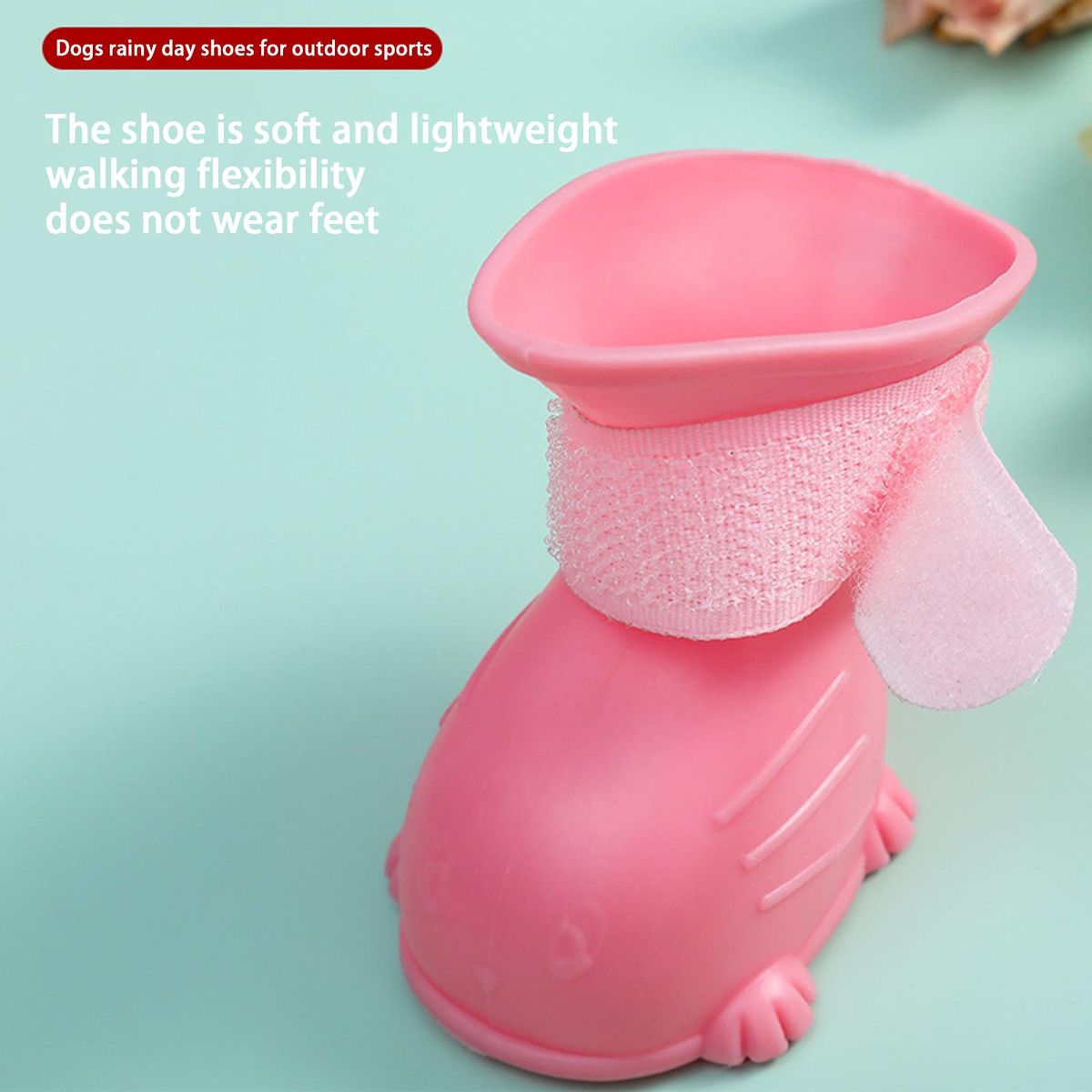 4Pcs Dog Rain Shoes Pet Dog Cat Paw Protector Shoes Outdoor Shoes Pink